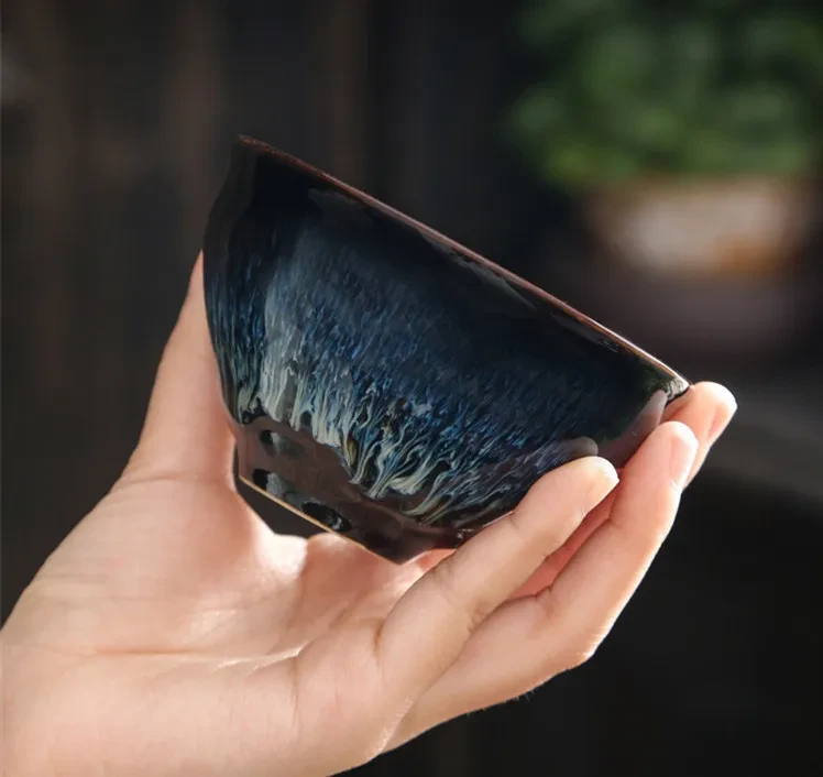 Juego de té Kung Fu con taza de té plateada con incrustaciones de cerámica