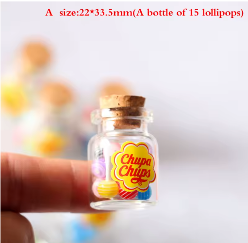 Comida en miniatura para casa de muñecas a escala 1/12, postres, piruletas de azúcar con estuche, dulces, juguetes para niños.