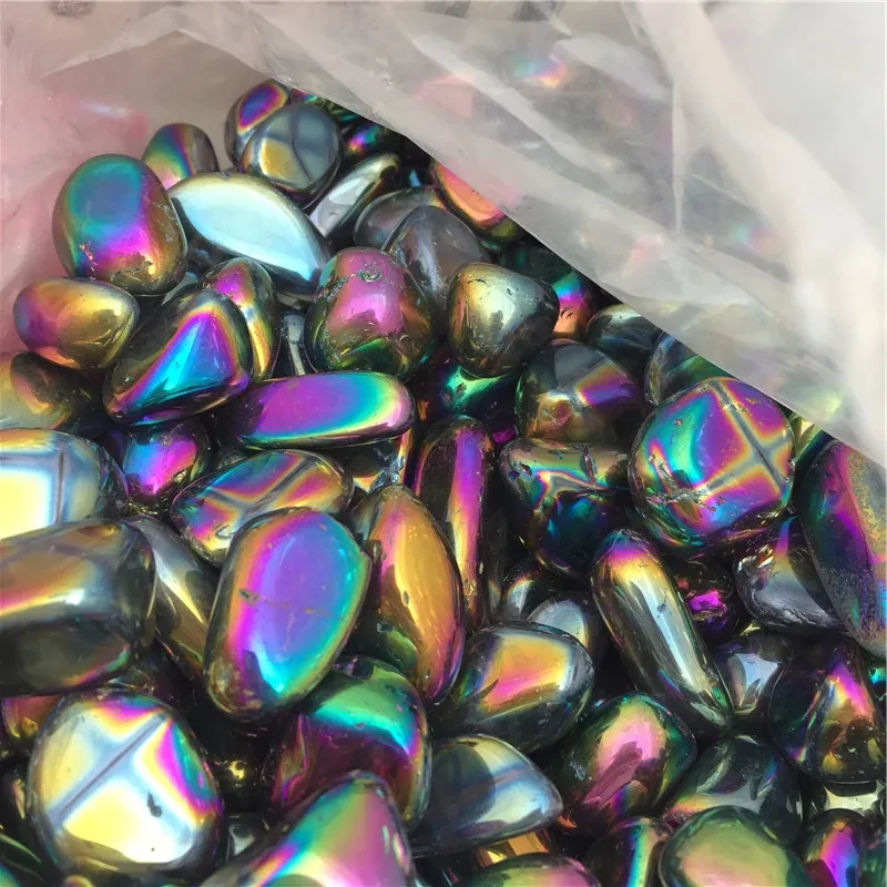 Piedra triturada con partículas de cristal arcoíris galvanizadas