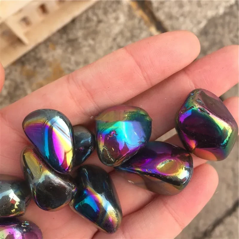 Piedra triturada con partículas de cristal arcoíris galvanizadas