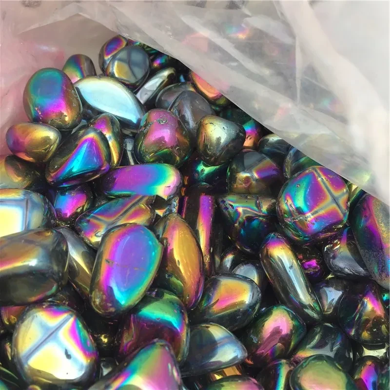 Piedra triturada con partículas de cristal arcoíris galvanizadas