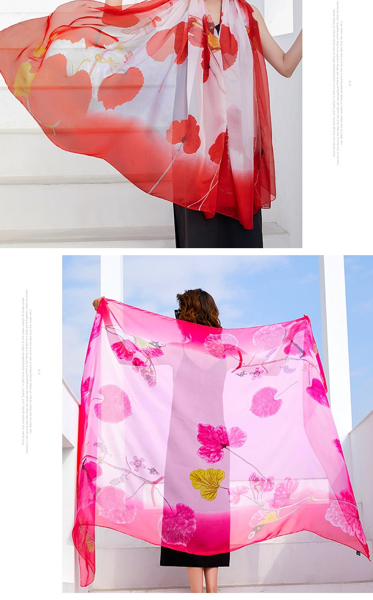 Pañuelo de seda de verano de poliéster para mujer, gran tamaño, protector solar, toalla de playa ligera