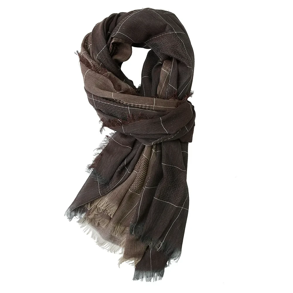 Bufanda grande de invierno con borlas y cuadros de patchwork de dos colores