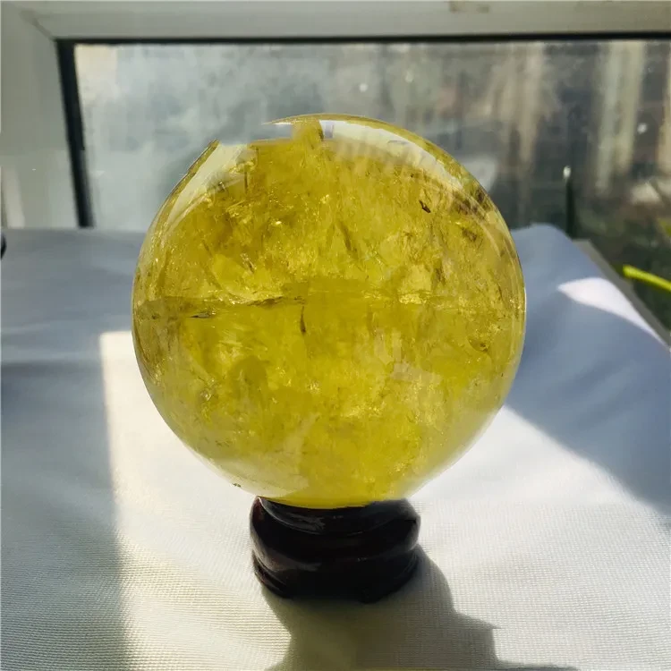 Bola de citrino decorativa de piedra rugosa pulida para el hogar y la oficina
