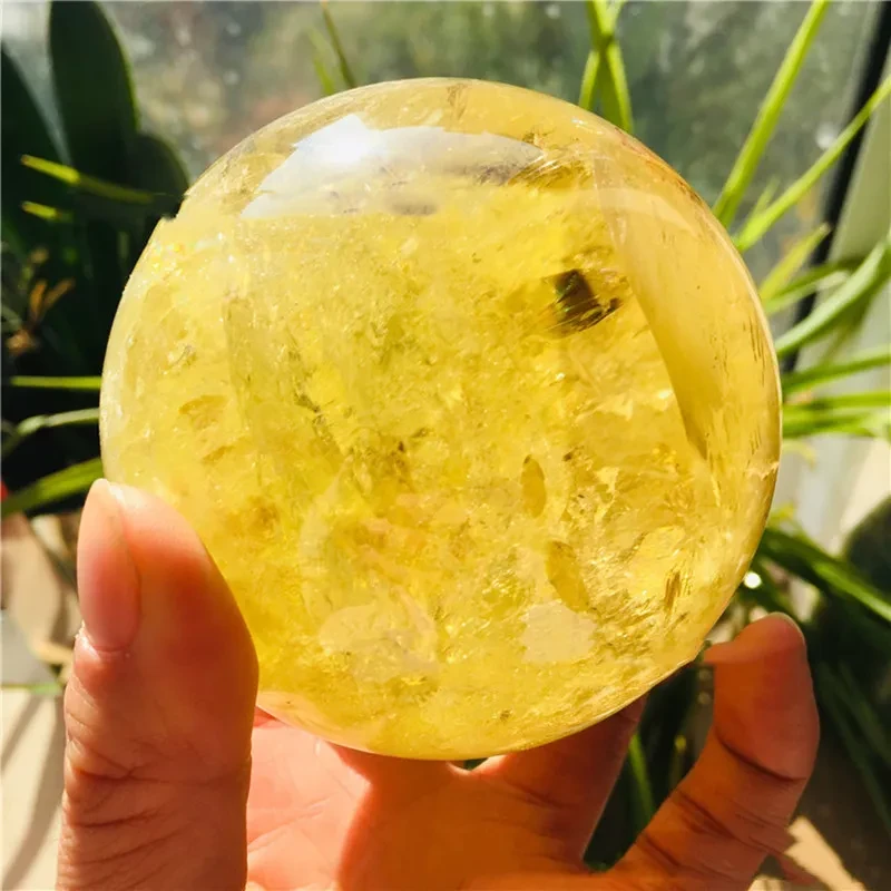 Bola de citrino decorativa de piedra rugosa pulida para el hogar y la oficina