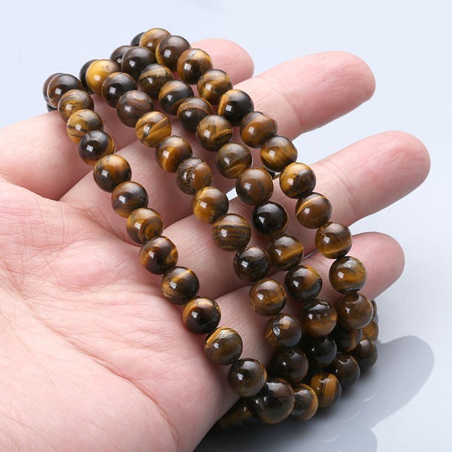Pulsera y collar de cuentas de piedra preciosa de ojo de tigre natural