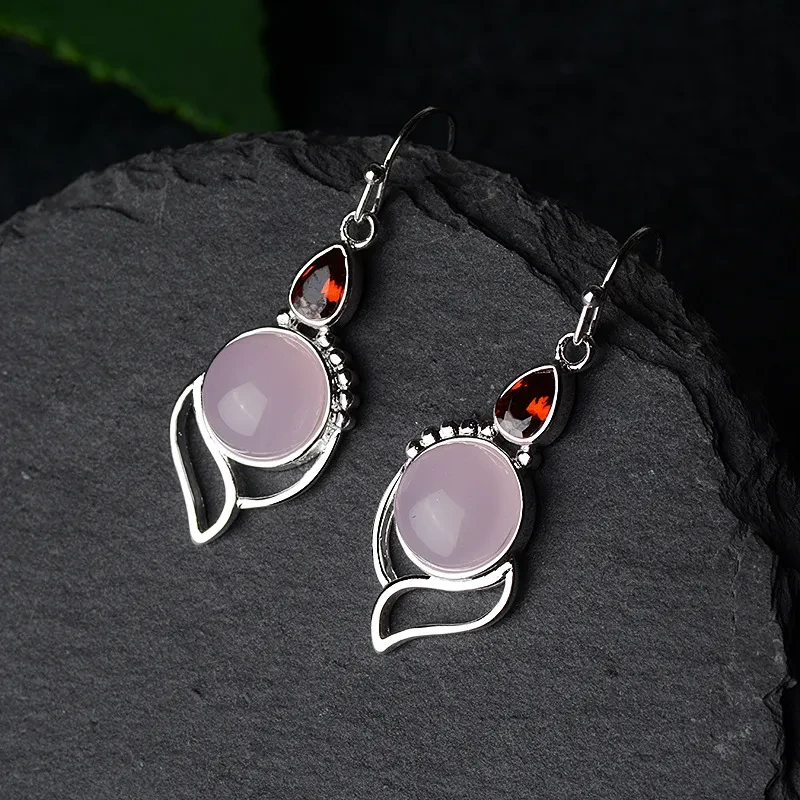 Pendientes de cristal de piedra de hibisco con forma de pera