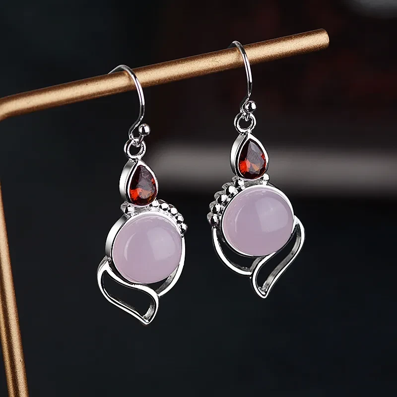Pendientes de cristal de piedra de hibisco con forma de pera