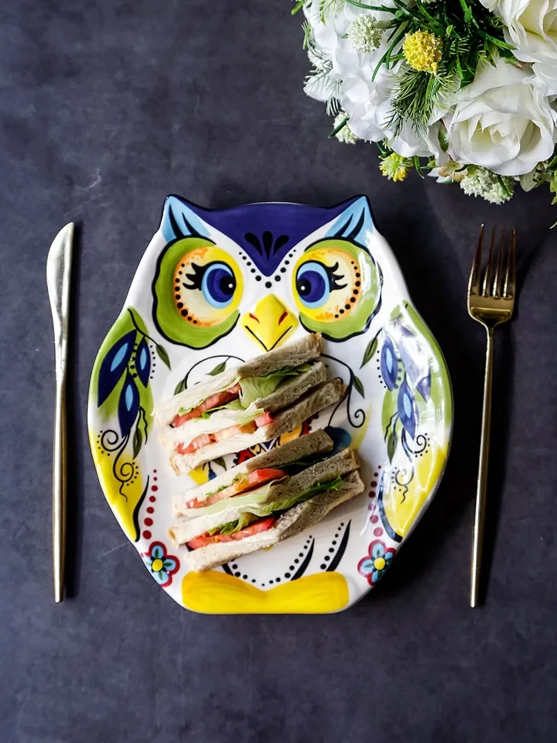 Juego de vajilla de dibujos animados creativos con decoración personalizada, plato con forma especial