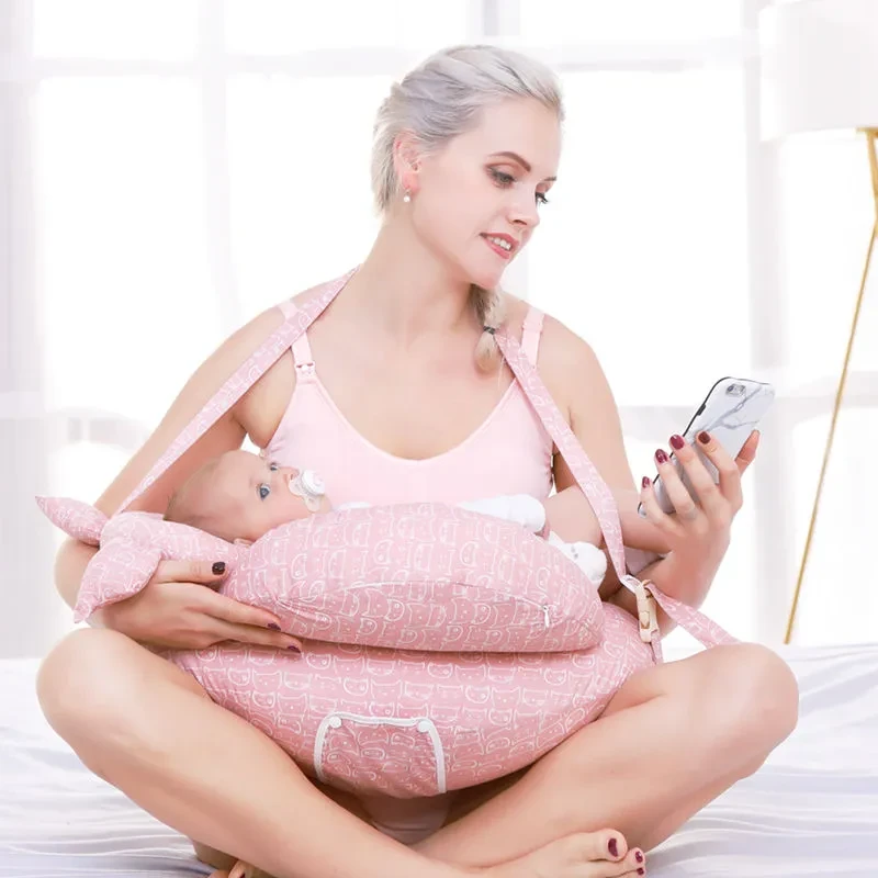 Almohadas de lactancia para bebés, maternidad, lactancia materna, multifunción, ajustable, para recién nacidos, con funda lavable en capas.