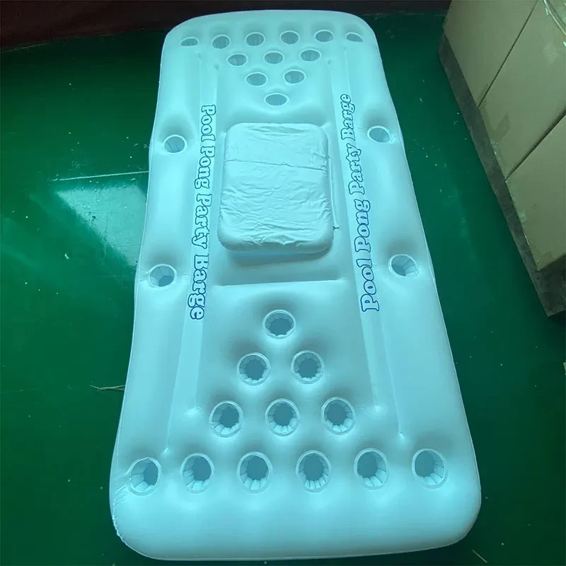 Colchón de aire para fiesta acuática, cubo de hielo, enfriador, portavasos, mesa de beer pong inflable, flotador de piscina