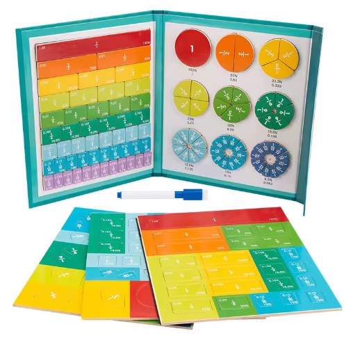 Juguetes magnéticos para aprender fracciones y matemáticas para niños, juego de libros de fracciones de madera, material didáctico parroquial, juguetes educativos para el aprendizaje de aritmética.