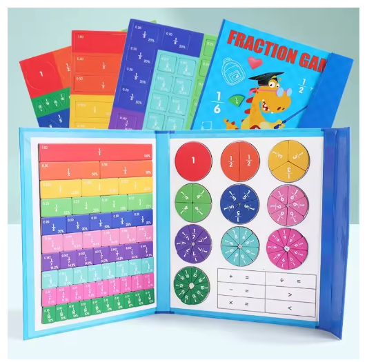 Juguete Montessori para aprender fracciones, material didáctico magnético, libro de madera, juguetes educativos para niños, regalo de Navidad.