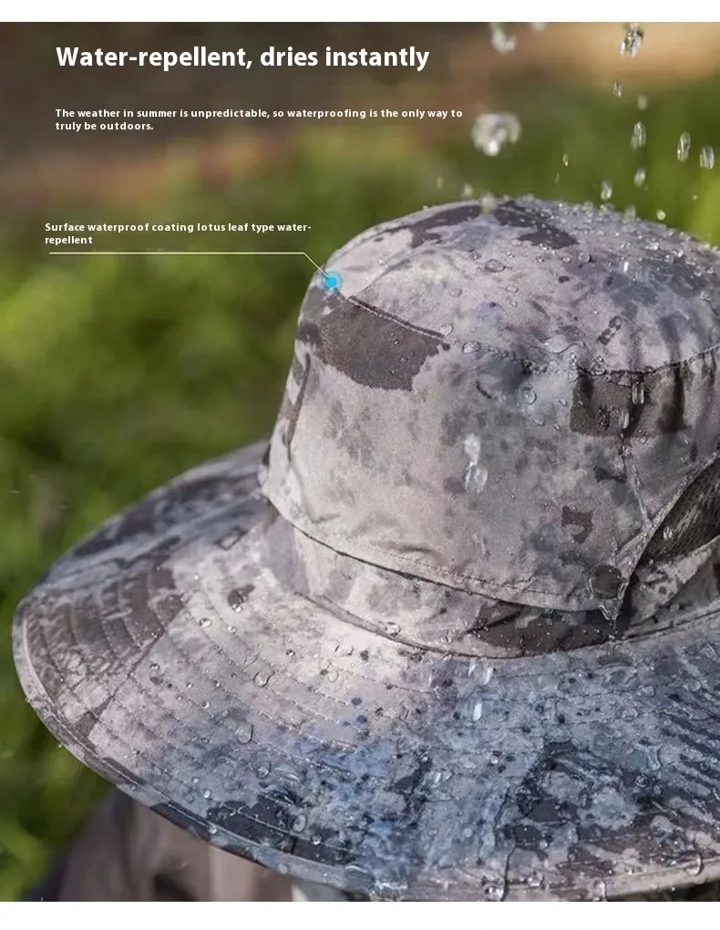 Sombrero de ala grande con ventilador de recarga de energía solar extraíble integrado