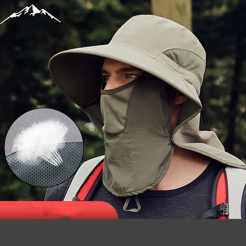Sombrero de pesca de ala grande, a la moda, impermeable y con sombrilla