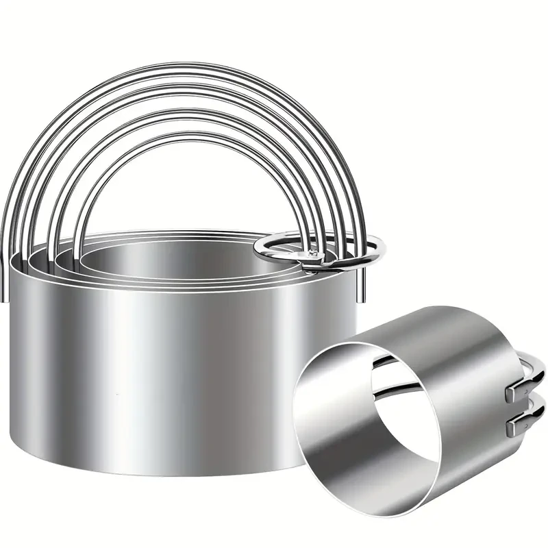 Juego de 5 cortadores de galletas circulares de acero inoxidable