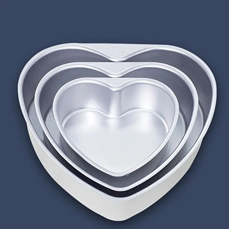 Juego de 3 moldes para pasteles con forma de corazón