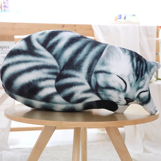 Almohada de gato de simulación, juguete 3D, impresión de almohada de gato de peluche