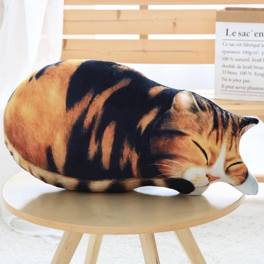 Almohada de gato de simulación, juguete 3D, impresión de almohada de gato de peluche