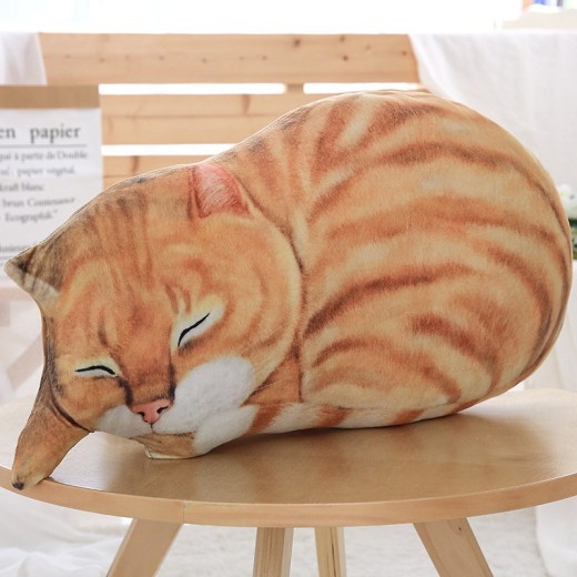 Almohada de gato de simulación, juguete 3D, impresión de almohada de gato de peluche