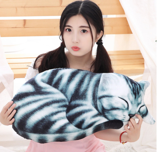 Almohada de gato de simulación, juguete 3D, impresión de almohada de gato de peluche