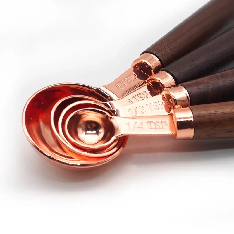 Cuchara de café de acero inoxidable de oro rosa de 4 piezas