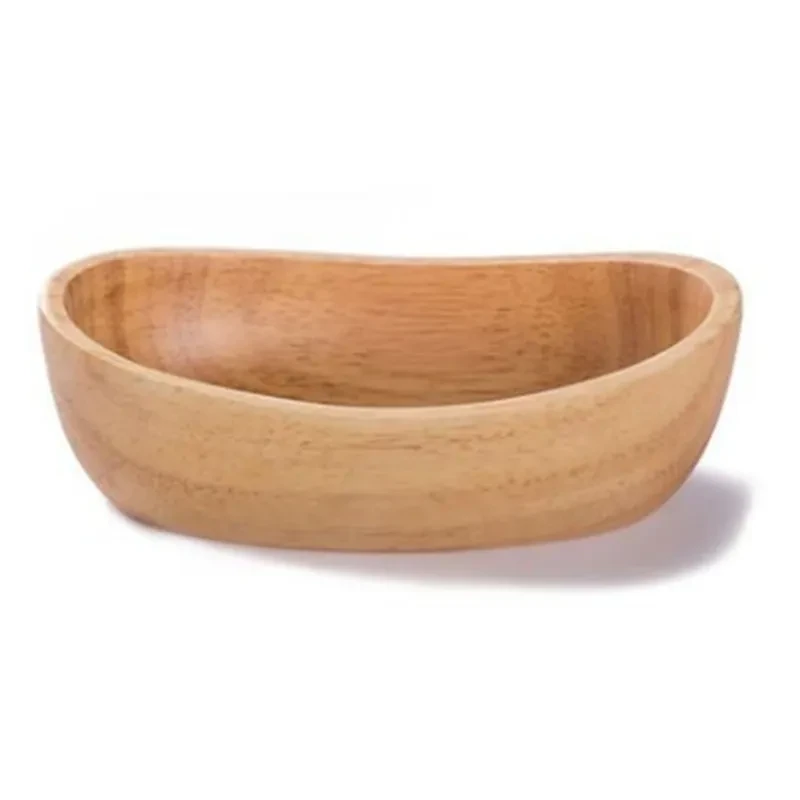 Ensaladera de compota de madera de caucho natural con fondo grueso