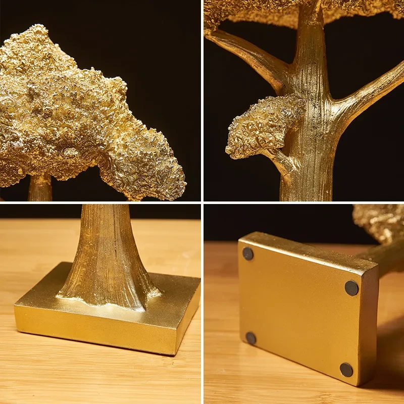 Decoración del árbol de la suerte dorado Tienda Cajero Decoración Escritorio Decoración creativa