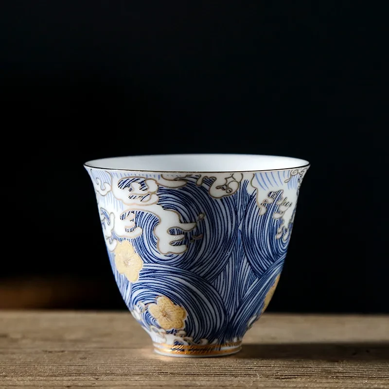 Juego de té japonés Kung Fu de cerámica con diseño de flor a la parrilla