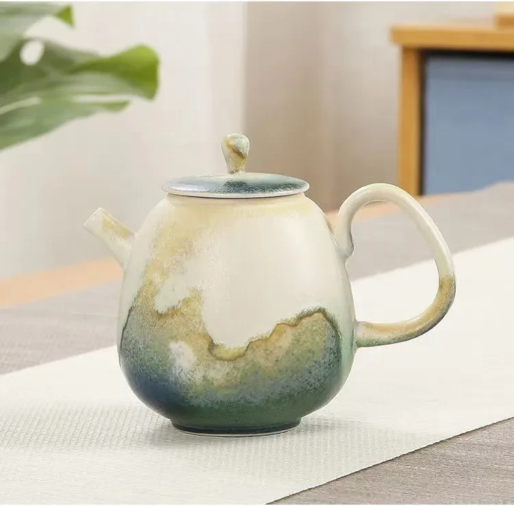 Juego de té de cerámica con tetera japonesa retro hecha a mano