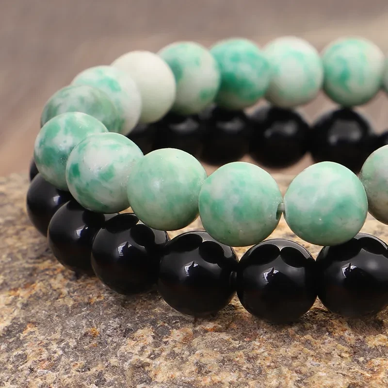 Conjunto de pulseras elásticas de yoga con piedras de dos tonos de verano
