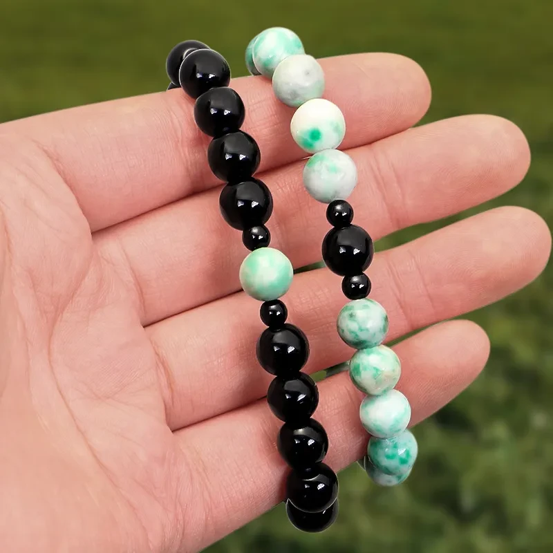 Conjunto de pulseras elásticas de yoga con piedras de dos tonos de verano