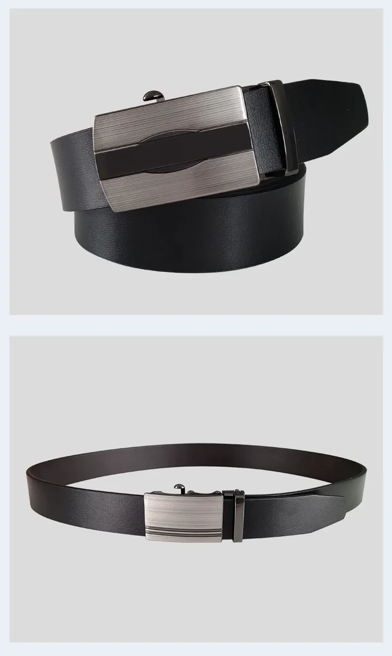 Cinturón clásico informal de PU para hombre, con hebilla automática, para negocios y todo tipo de ocasiones.