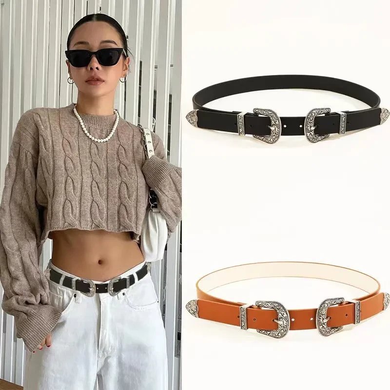 Conjunto de tres piezas con cinturón para mujer, estilo europeo y americano.