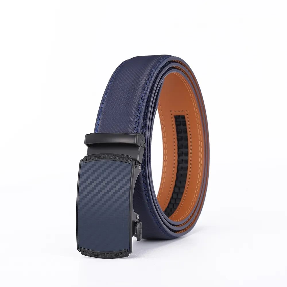Cinturón de cuero con hebilla automática para hombre