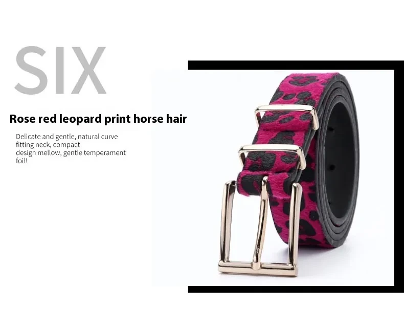 Cinturón de pelo de caballo con estampado de leopardo de estilo creativo con adorno femenino