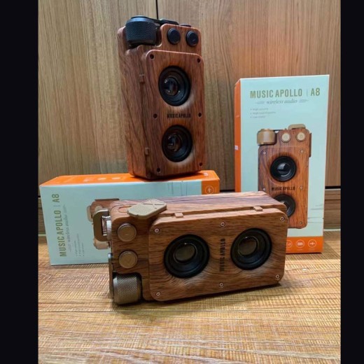 Altavoz Bluetooth inalámbrico con tarjeta enchufable y diseño creativo de grano de madera A8