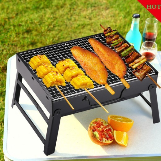 Parrilla de carbón para barbacoa, plegable, portátil, para exteriores, regalo