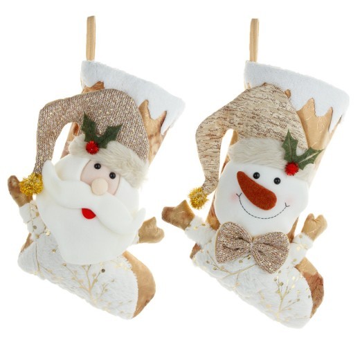 Colgante navideño de bolsa de regalo de dulces con calcetines grandes bañados en oro