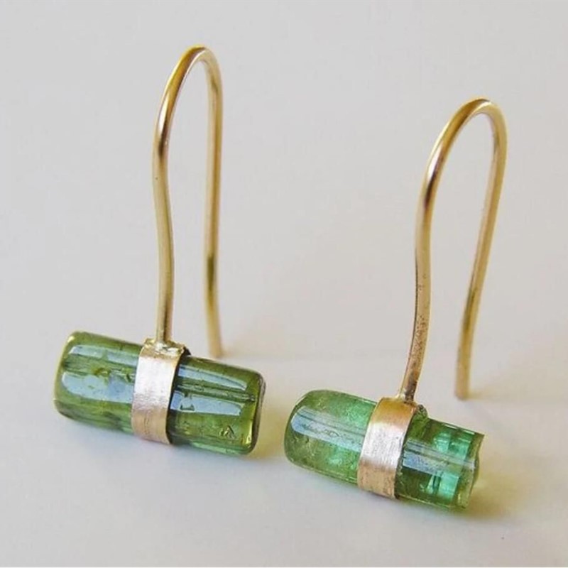 Pendientes de piedra verde simples, irregulares, geométricos, retro, de Europa y América