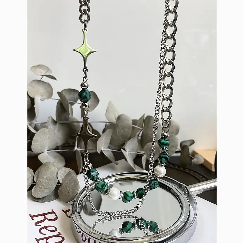 Collar de piedra natural avanzada con empalme Mangxing para hombre y mujer
