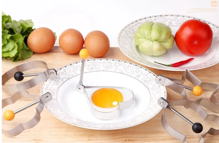 Molde para huevos fritos de acero inoxidable con forma de amor creativo y grueso