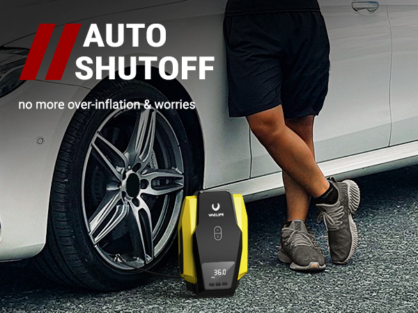 Compresor de aire VacLife para inflar neumáticos, compresor portátil de 12 V CC para neumáticos de coche, bomba de aire con luz LED, bomba de aire digital para neumáticos de coche, bicicletas y otros inflables.