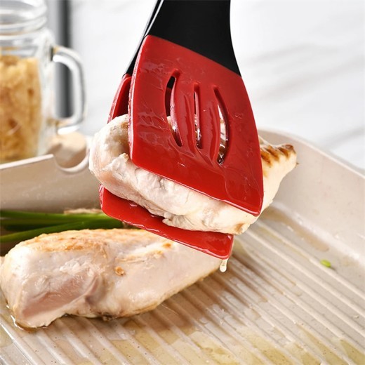 Espátula para freír 3 en 1, de silicona, para alimentos, para freír carne, panqueques, pala, espátula ranurada, utensilios de cocina, utensilios de cocina