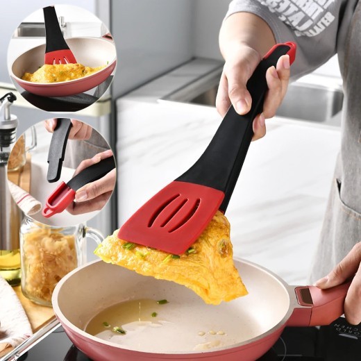 Espátula para freír 3 en 1, de silicona, para alimentos, para freír carne, panqueques, pala, espátula ranurada, utensilios de cocina, utensilios de cocina