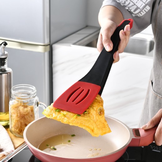 Espátula para freír 3 en 1, de silicona, para alimentos, para freír carne, panqueques, pala, espátula ranurada, utensilios de cocina, utensilios de cocina