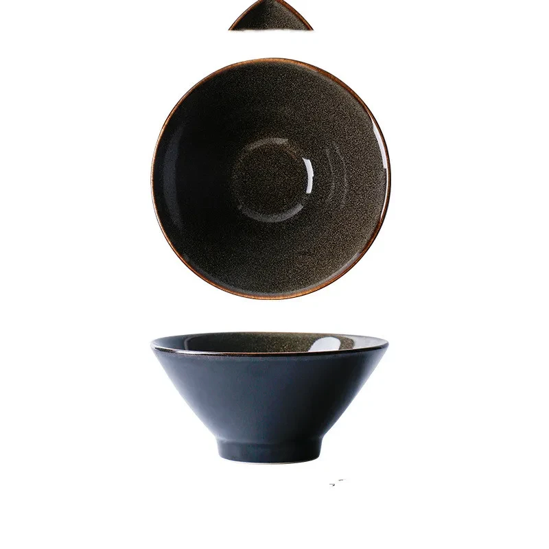 Cuenco grande de cerámica para arroz, fideos, ensalada, sombrero, sopa, postre, estilo retro, para el hogar, estilo horno