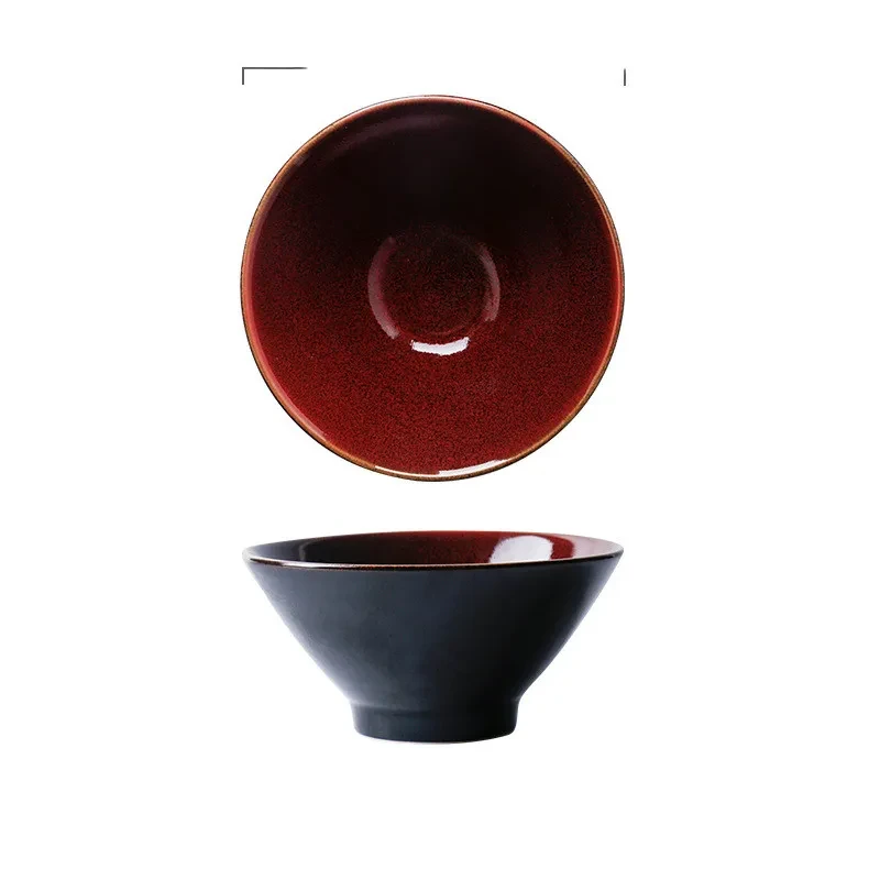 Cuenco grande de cerámica para arroz, fideos, ensalada, sombrero, sopa, postre, estilo retro, para el hogar, estilo horno