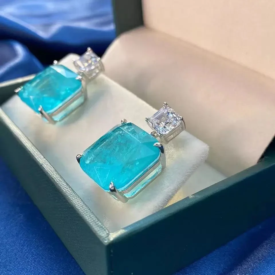Piedra de palomitas de maíz coreana Flor de hielo Circón Temperamento verde Cuadrado Súper Hada