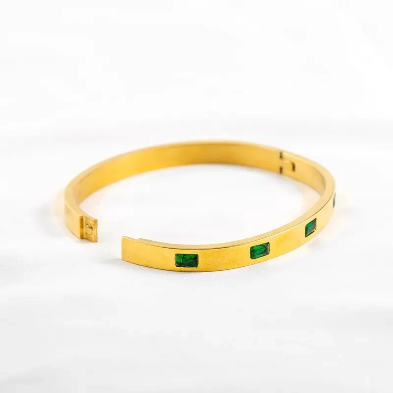 Pulsera de acero inoxidable, nueva pulsera, anillo de muñeca con incrustaciones de piedra, resistente a la decoloración.